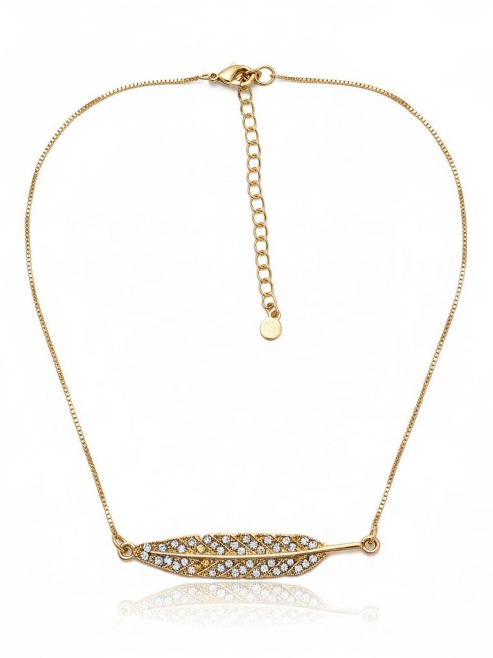 LC Lauren Conrad Gold Plated Rhinestone 16" Leaf Necklace